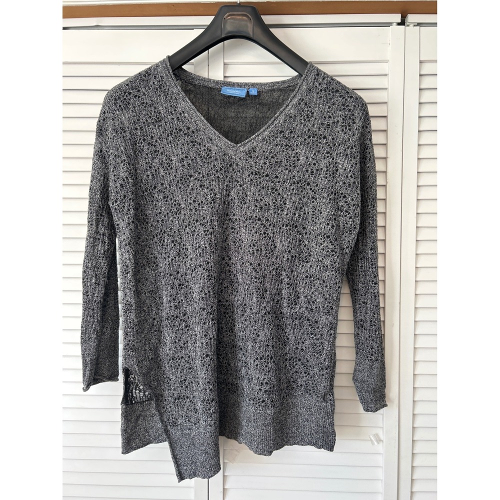 Simply Vera Vera Wang Gray Knit Sweater V Neck Long Sleeve Pullover Top M